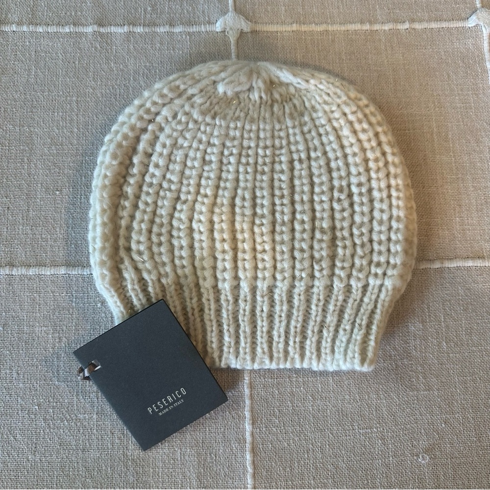 Peserico Cream Knit Hat